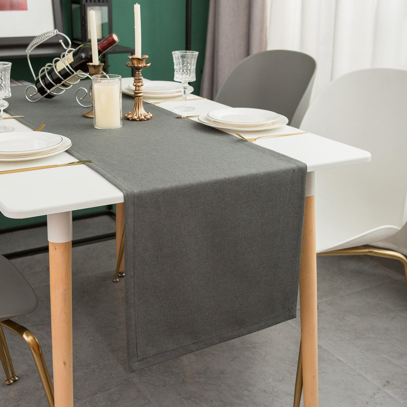 TISCHLÄUFER modern abwaschbar, wasserabweisend, Lotuseffekt, 40x180 cm, dunkelgrau - Dunkelgrau, Textil (40/180cm)