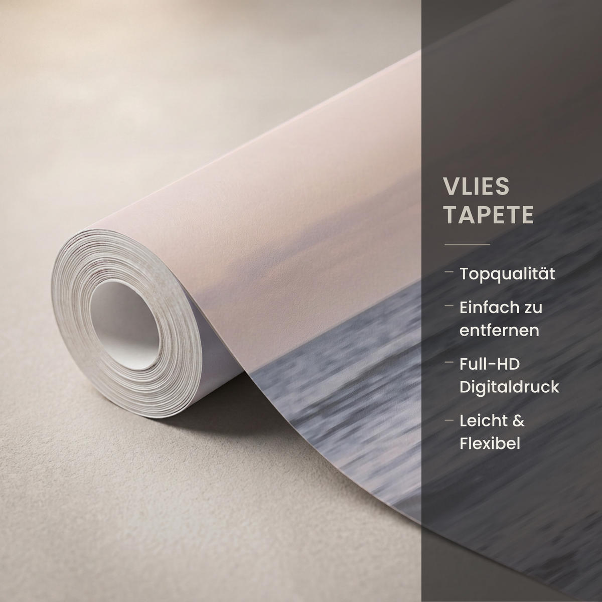 TAPETE - Strand - Brandung - Wolken - 500x200 cm - Hellrosa, Papier (500/200cm) - OnlyWow