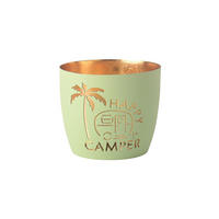 TEELICHTHALTER Madras Happy camper M, Eisen, pastellgrün / Gold, H 8.5 cm - Grün, Metall (5cm) - Gift Company