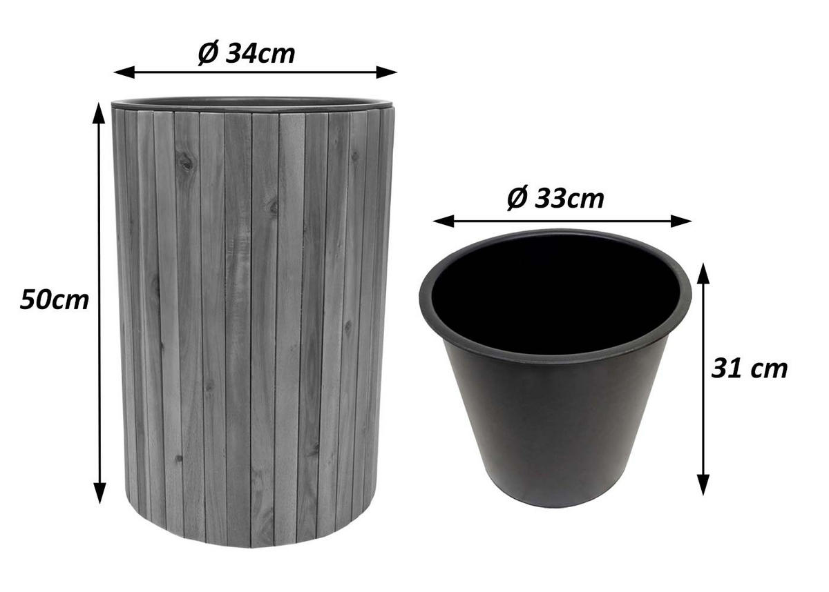 PFLANZKASTEN Braun, Schwarz - Schwarz/Braun, Holz (34/50/34cm) - MCW