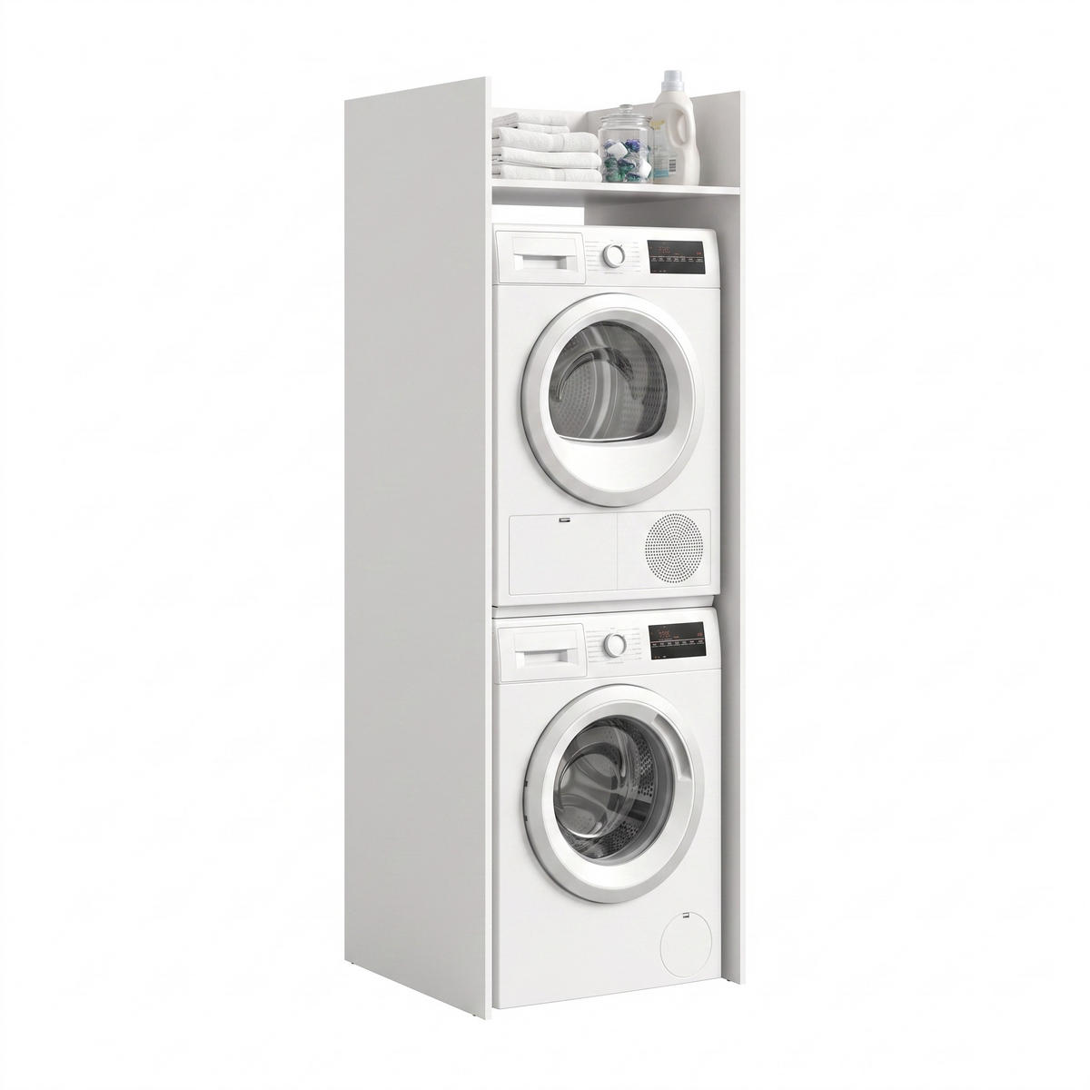 WASCHMASCHINENSCHRANK Mixx (B/H/T: ca. 66/195/66 cm) in Weiß/weiß - Weiß, Holzwerkstoff (66/195/66cm)