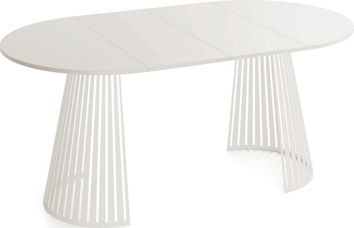ESSTISCH Naro rund ausziehbar mit Lamellen-Metallgestell in Beige Kaschmir, Beige Cashmere 120-200/120/76 cm - Kaschmir/Beige, Holzwerkstoff/Metall (120/120/76cm) - WFL GROUP
