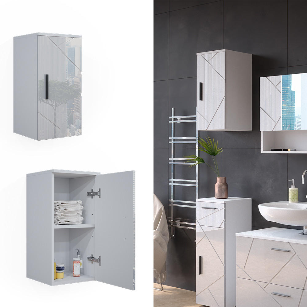 BADSCHRANK Irma Weiß Hochglanz 30 x 59 cm - Weiß Hochglanz, Holzwerkstoff (30/59/24cm) - Vicco