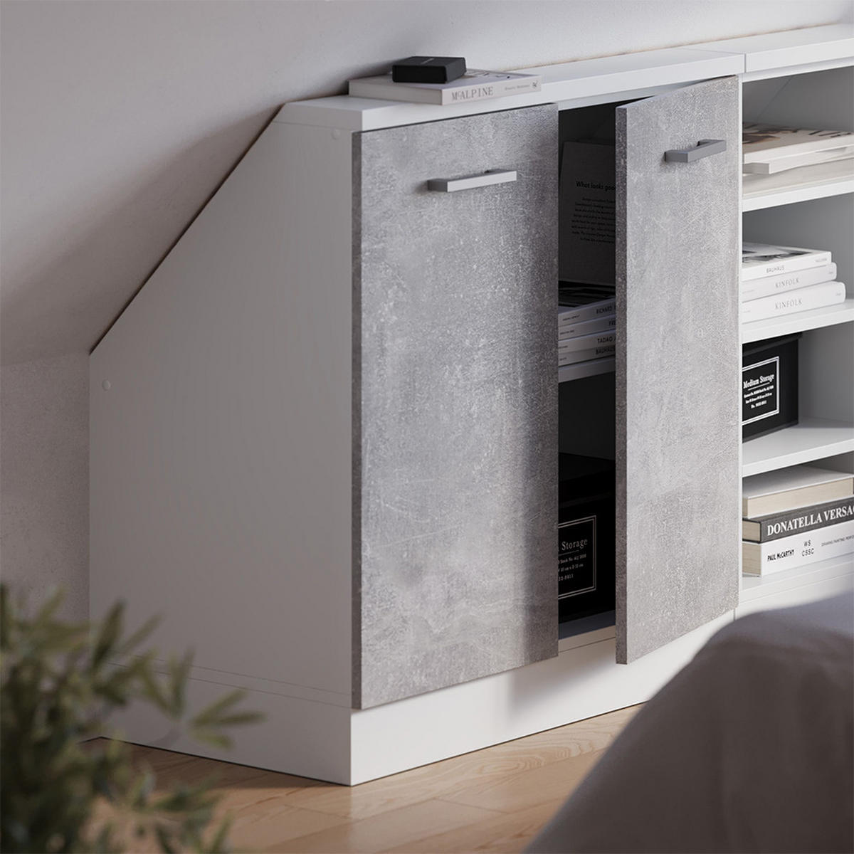 ŠIKMÁ SKŘÍŇ Rion Beton/bílá - šedá, kompozitní dřevo (80/81.6/46cm) - Vicco
