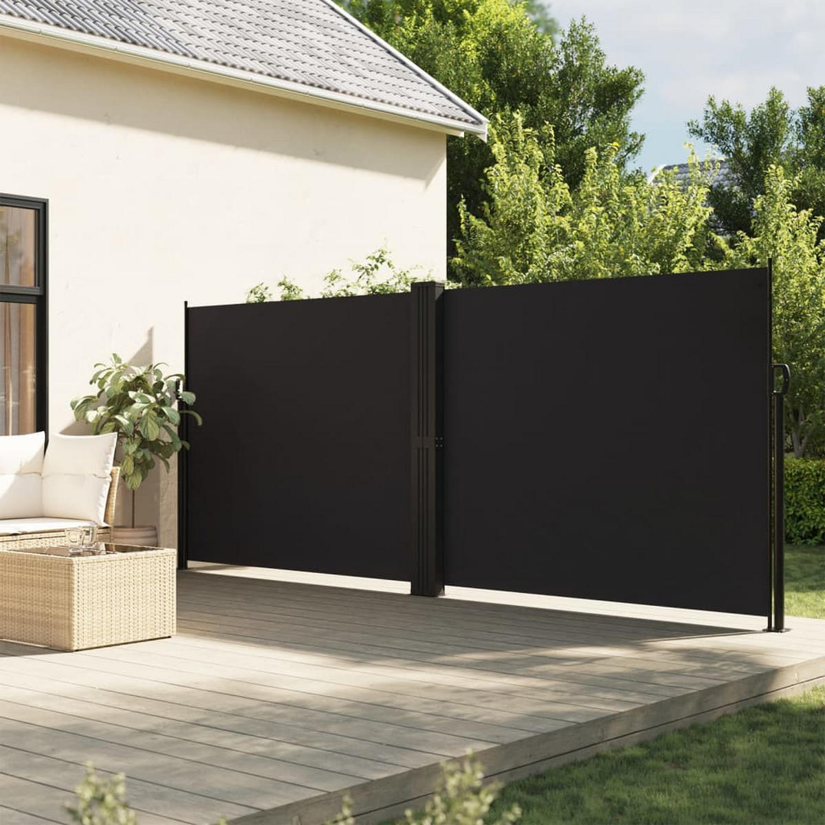 SEITENMARKISE Ausziehbar Schwarz 160x600 cm - Schwarz, Textil (600/160/600cm) - furnicato