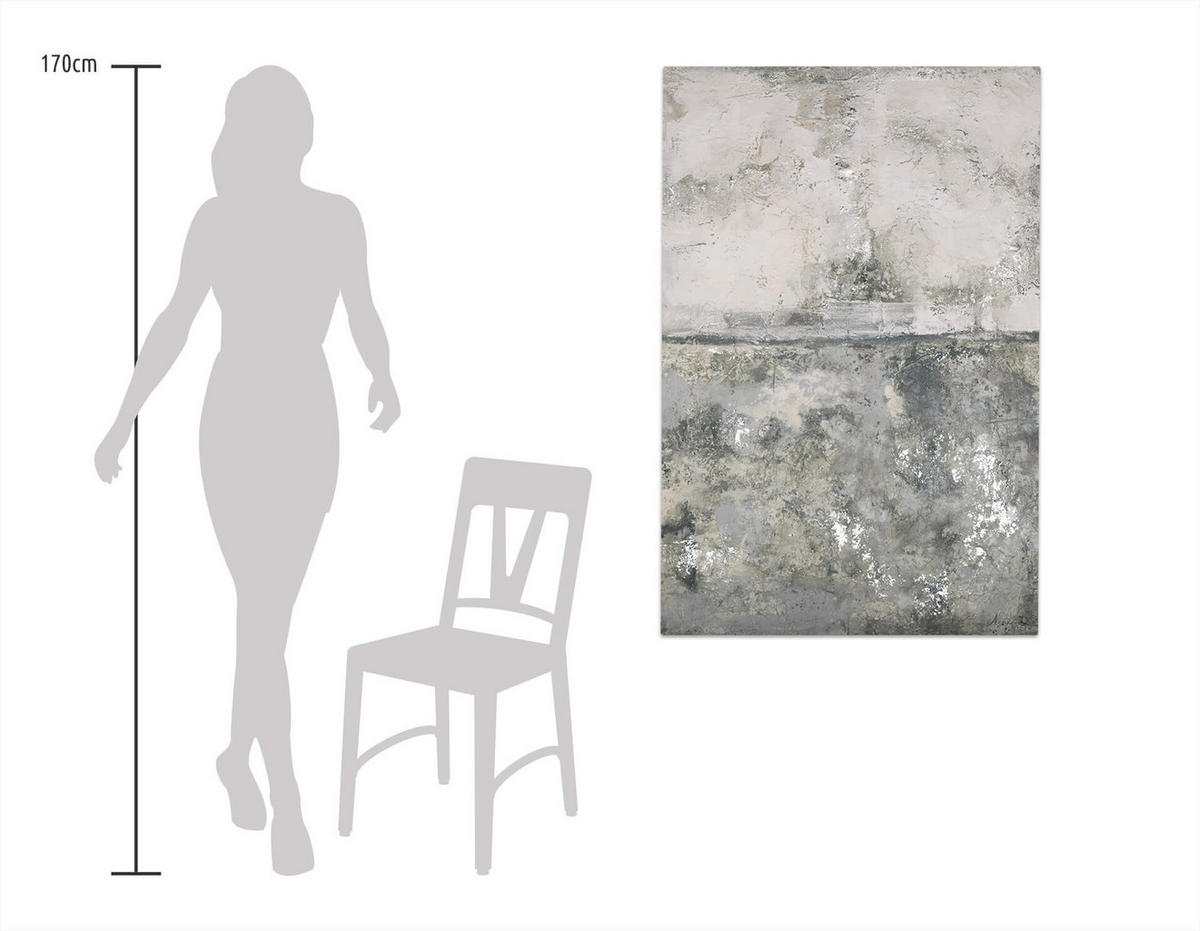 OLEJOMAĽBA 80/120 cm, Zvieratá - sivá, drevo/textil (80/120cm) - KUNSTLOFT