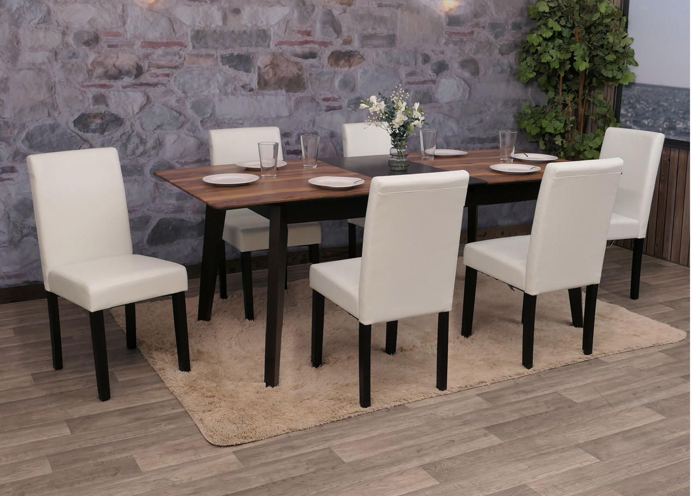 ESSZIMMERSTUHL Hochganz Reinweiß 6er-Set - Weiß Hochglanz, Textil (43/90/56cm) - MCW