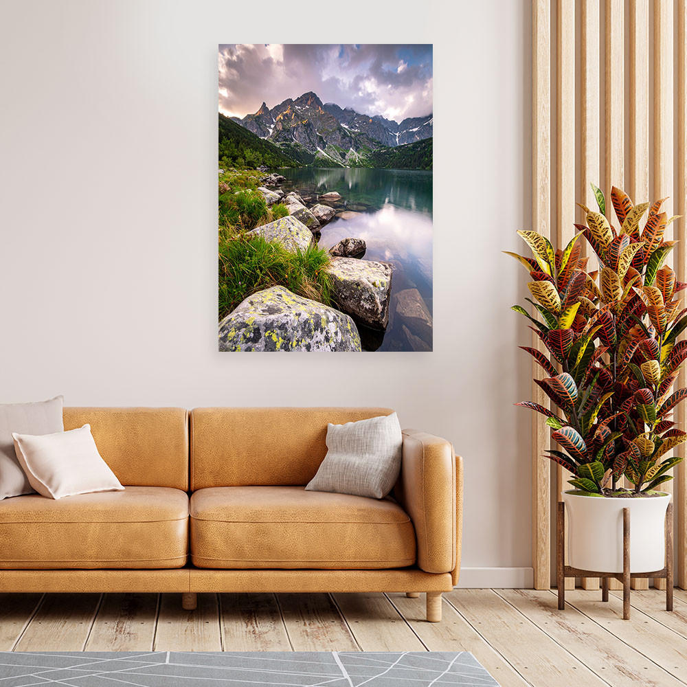 LEINWANDBILD Landschaft Berge Felsen Natur 70x100cm - Grün, Textil (70/100cm) - Feeby