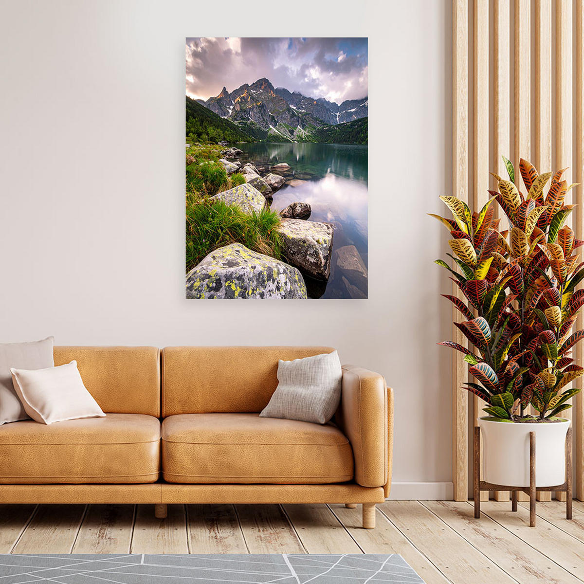 LEINWANDBILD Landschaft Berge Felsen Natur 70x100cm - Grün, Textil (70/100cm) - Feeby