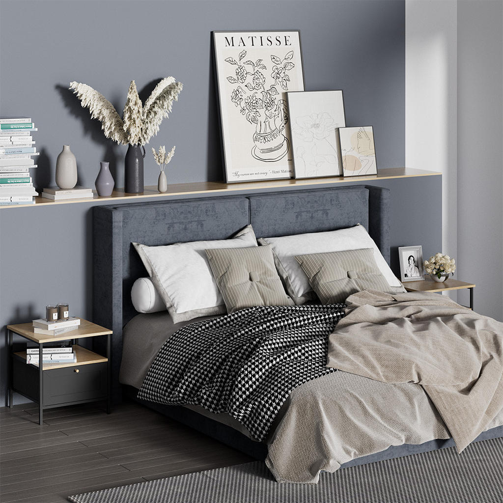 Thumbnail - Vicco Nachttisch, Schwarz, Holzwerkstoff, Rechteckig, 45x47x45 cm, Schlafzimmer, Nachttische