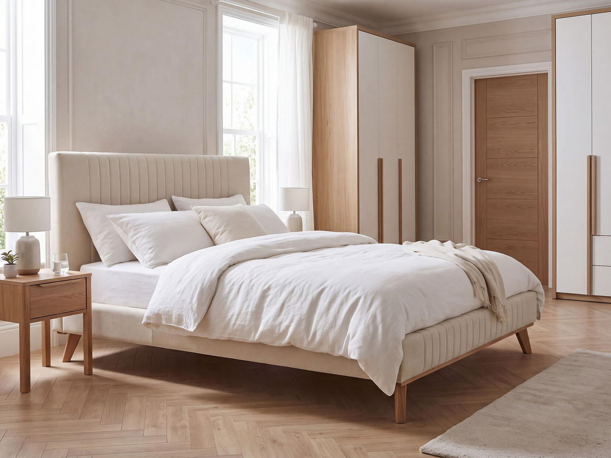 POLSTERBETT mit Lattenrost 180/200 cm Beige Talence - Beige, Textil (180/200cm) - Beliani