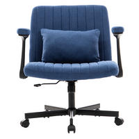 BÜROSTUHL höhenverstellbar mit klappbaren Armlehnen Stoff Blue - Blau, Kunststoff (25.2/33/21.5cm) - Meubliv