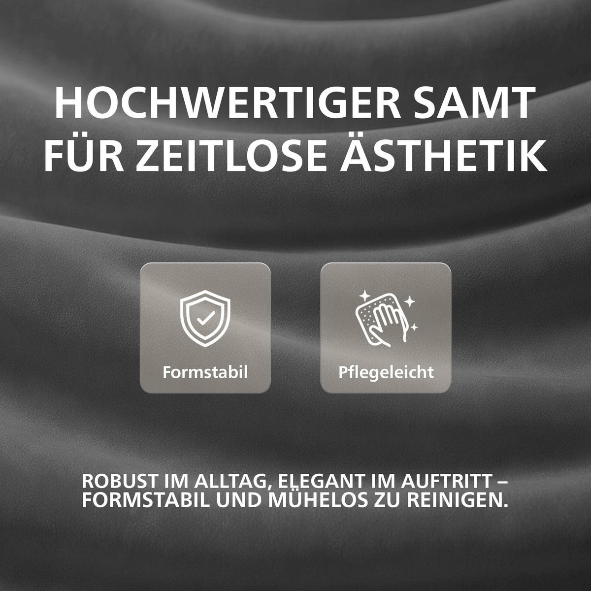 ESSZIMMERSTUHL Samt Dunkelgrau - Dunkelgrau/Schwarz, Textil/Metall (54/83/61cm) - CLP