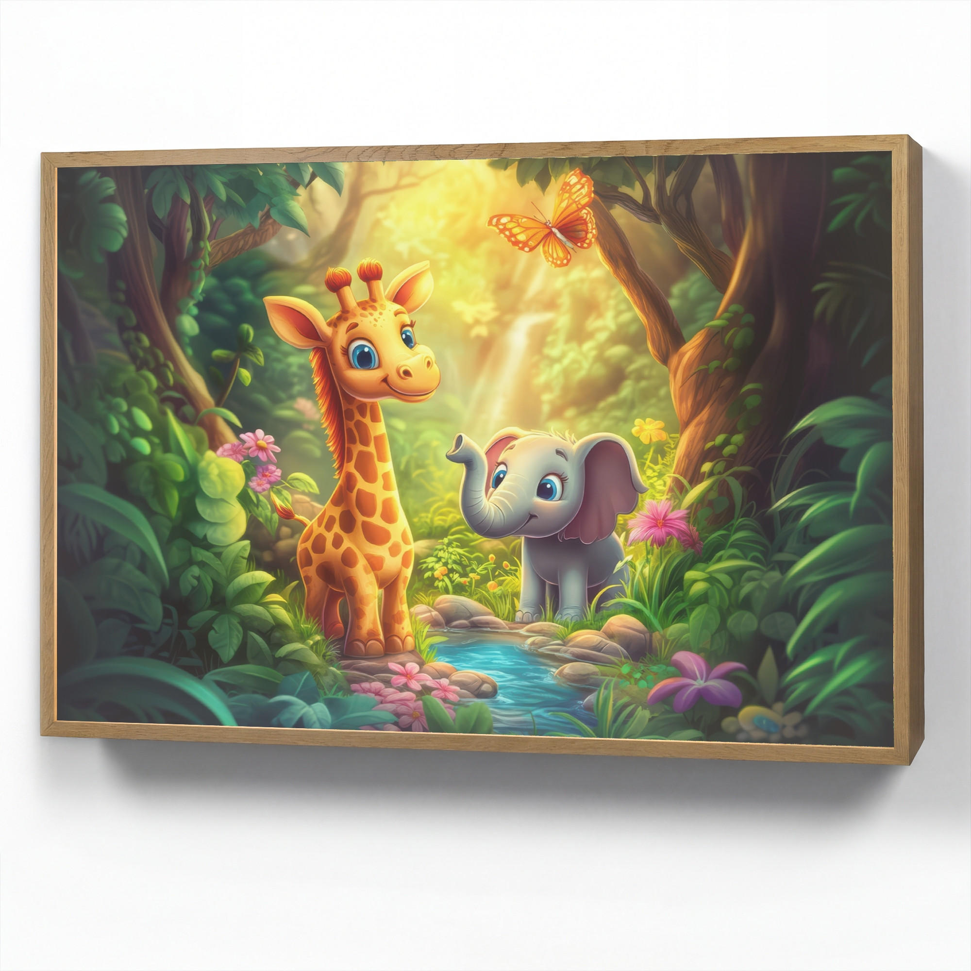 OnlyWow DOBÍJECÍ NOČNÍ LAMPIČKA Žirafa - slon - květiny - džungle 90x60 cm