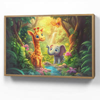 NACHTTISCHLAMPE MIT AKKU Giraffe - Elefant - Blumen - Dschungel 90x60 cm - Grün, Holzwerkstoff (8/90/60cm) - OnlyWow