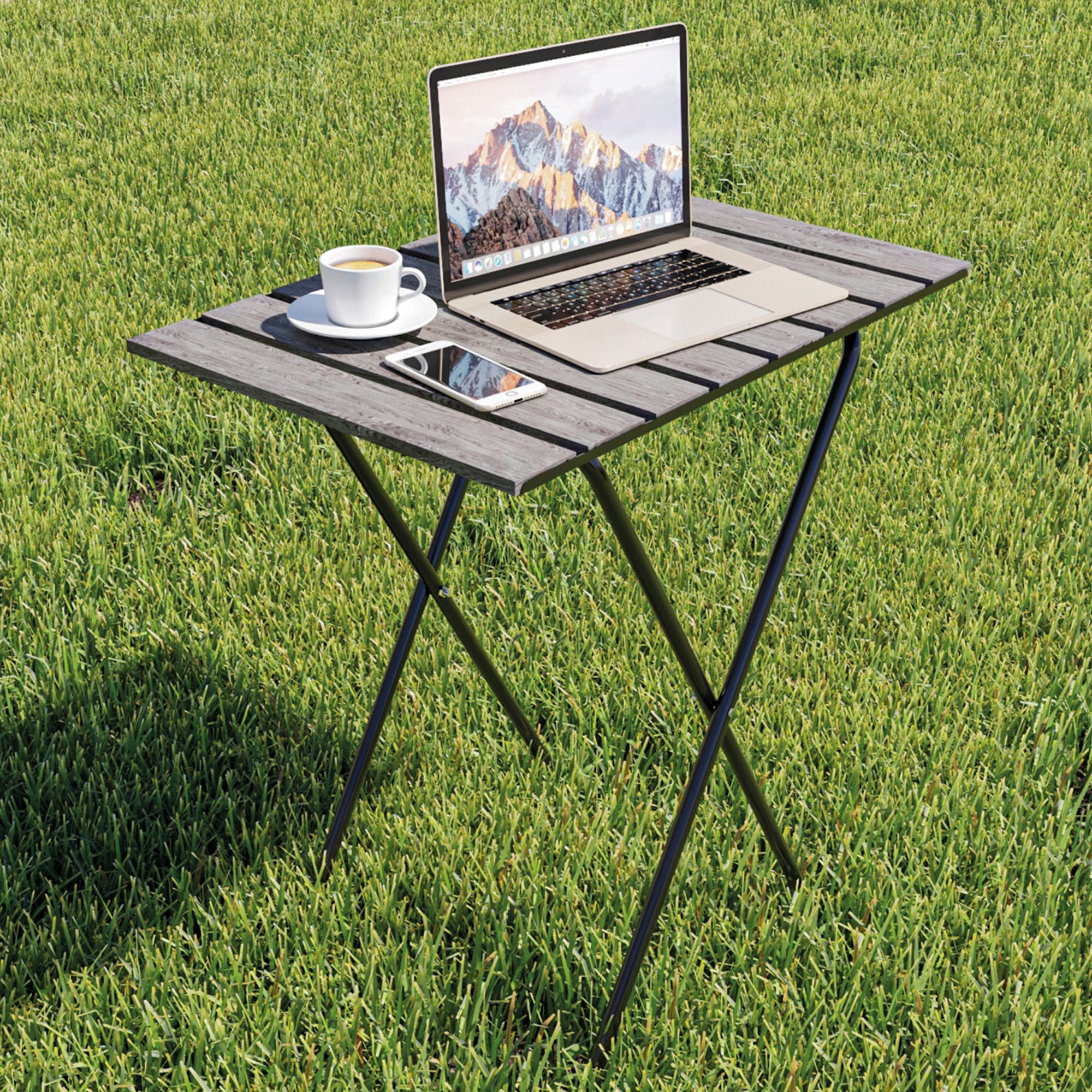 Thumbnail - [en.casa] Klapptisch, Grau, Holz, Metall, rechteckig,Rechteckig, 60x57x40 cm, Gartenmöbel, Gartentische, Klapptische