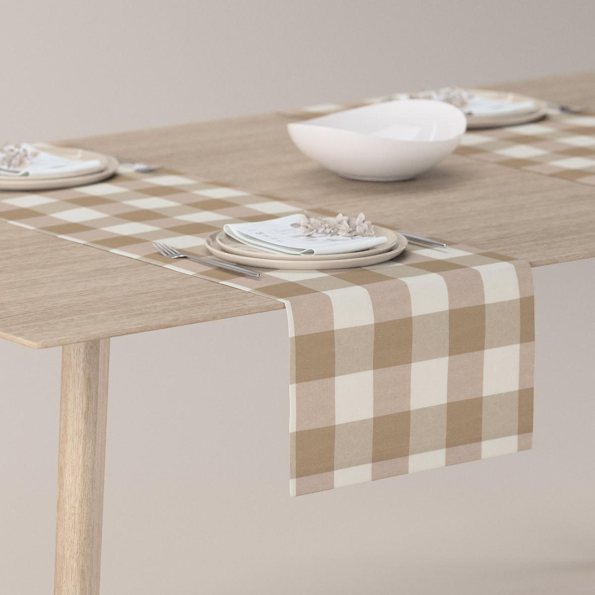 TISCHLÄUFER Quadro, weiß und grau, 40x130 cm - Grau, Textil (40/130cm) - Dekoria