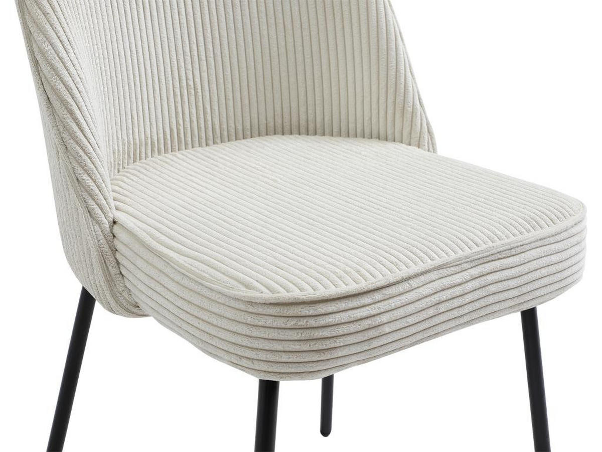 STUHL 2er-Set - Cord & schwarzes Metall - Cremefarben - ALPALI - Creme, Textil (57.5/83.5/50cm) - Vente-Unique