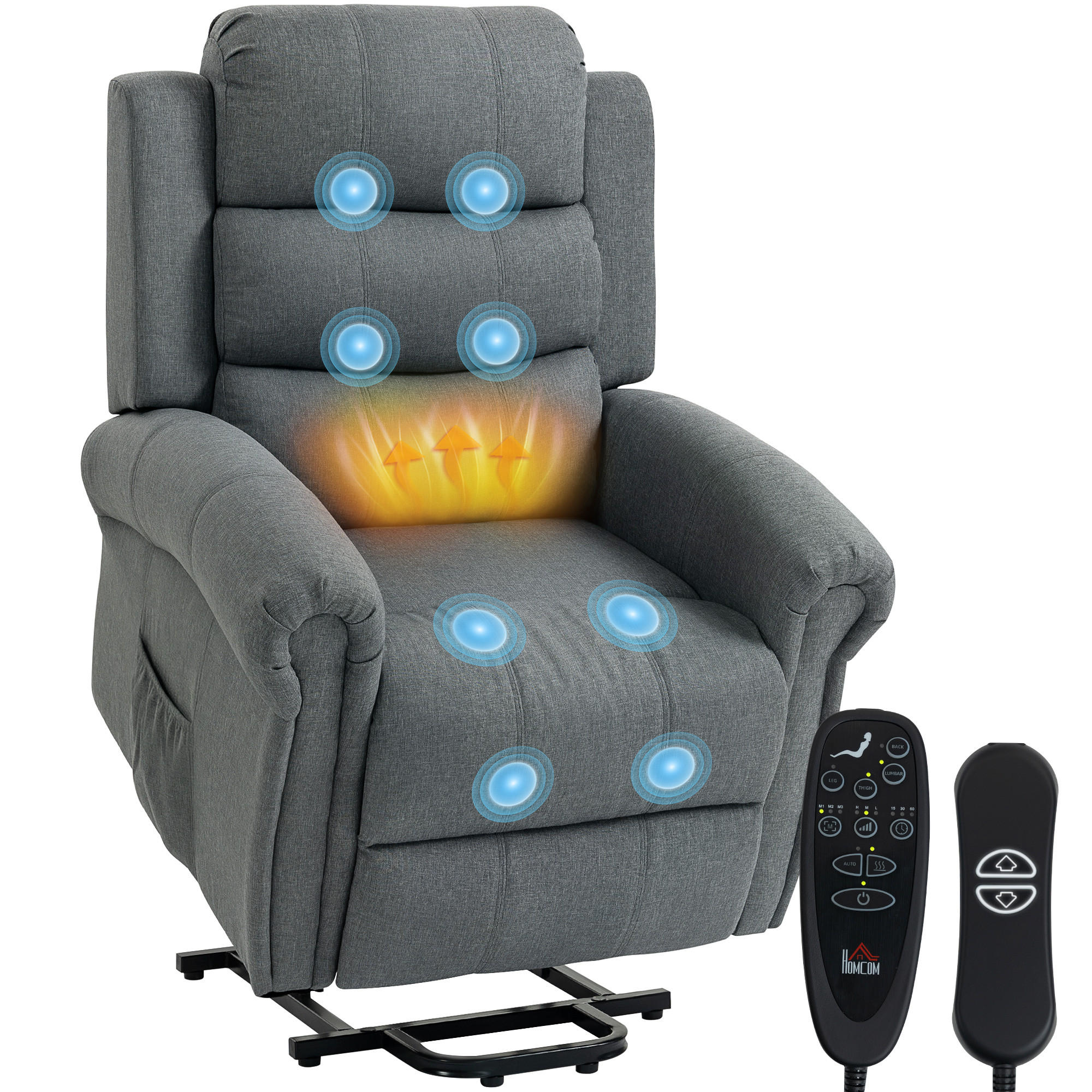 MASSAGESESSEL DE-15453 elektrisch mit Massage und Heizung Grau - Grau, Metall (87/108/87.5cm) - ComfortXL
