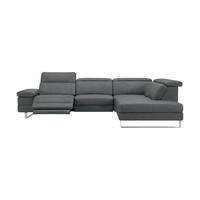 ECKSOFA Virage Echtleder mit 1 x Relaxfunktion Anthrazit - Anthrazit, Leder/Metall (232/263cm)