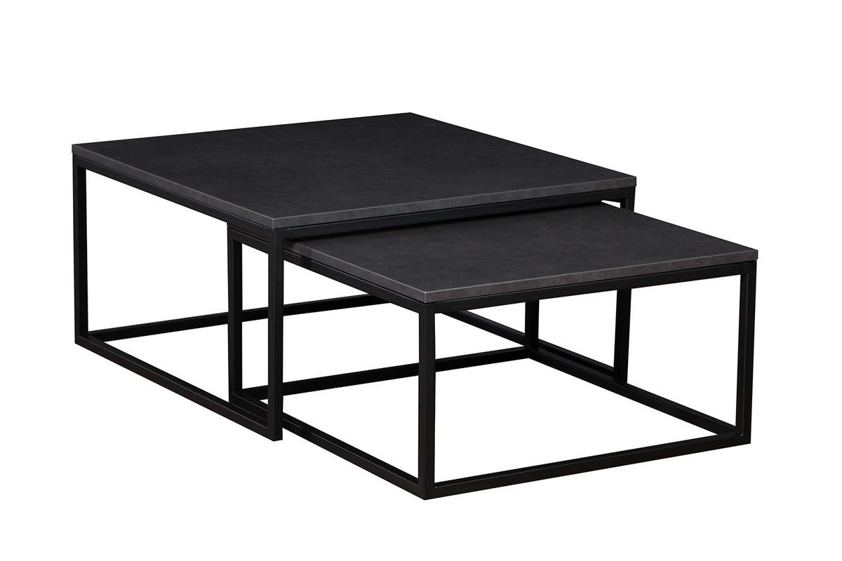 COUCHTISCH Dual Schwarz Molet / Schwarz (2er-Set) - Schwarz, Holz/Holzwerkstoff (76/142/39cm) - Feldmann-Wohnen