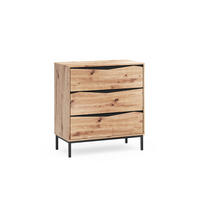 KOMMODE Elvano, Eiche/Schwarz, 79.2 x 85 cm mit 3 Schubladen - Eichefarben/Schwarz, Holzwerkstoff (79.2/85/39.2cm) - Vicco