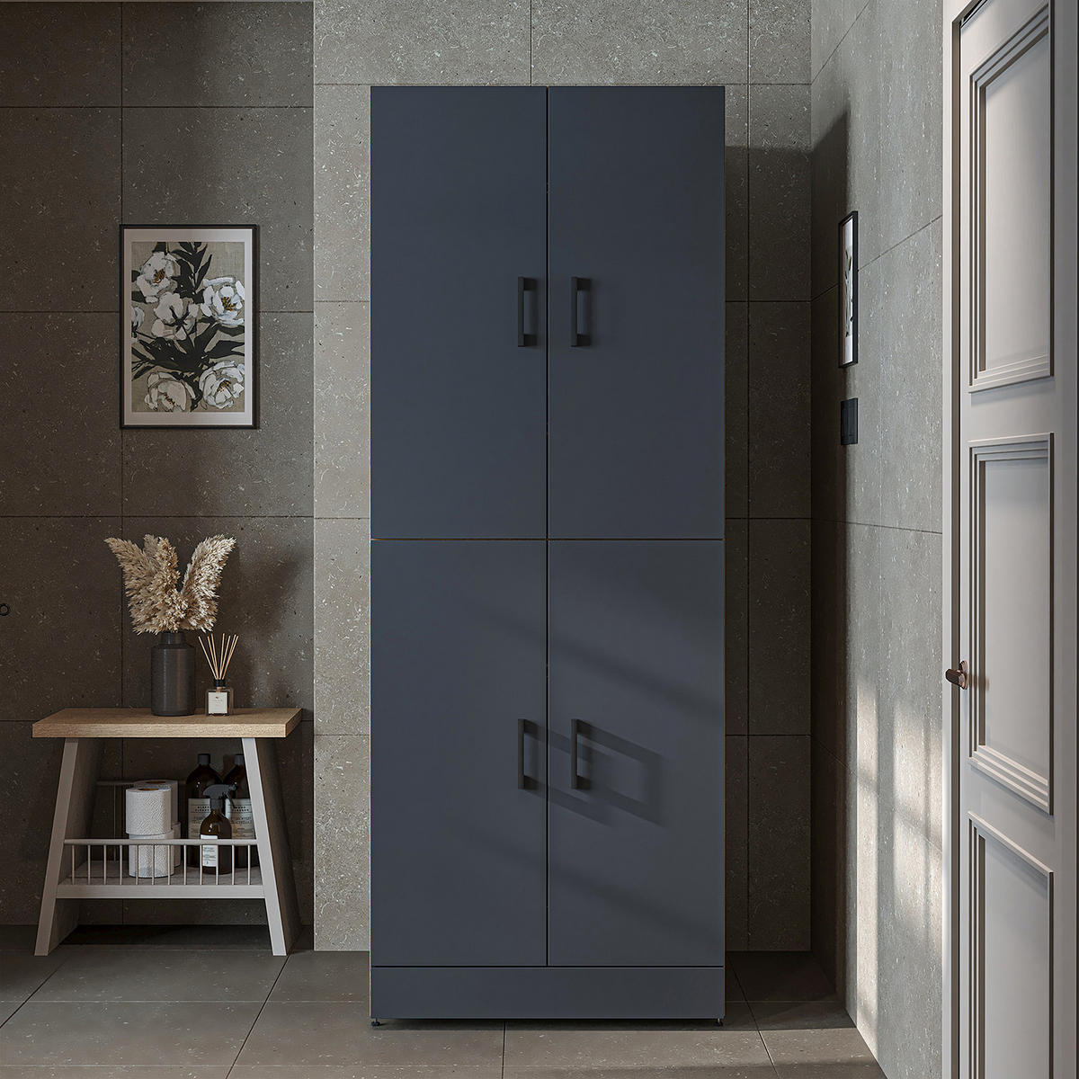 WASCHMASCHINENSCHRANK DORA-I 70cm Breit - Anthrazit, Holzwerkstoff (70/186/74cm)