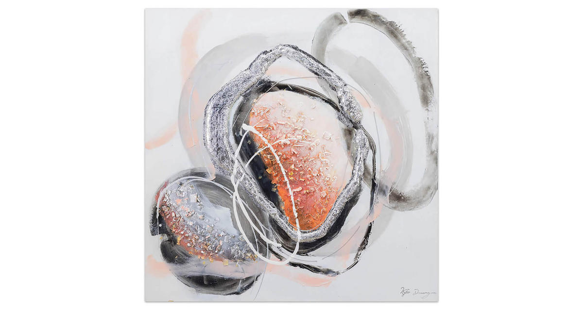 ACRYLBILD HANDGEMALT 80/80 cm - Rot/Schwarz, Holz/Textil (80/80cm) - KUNSTLOFT