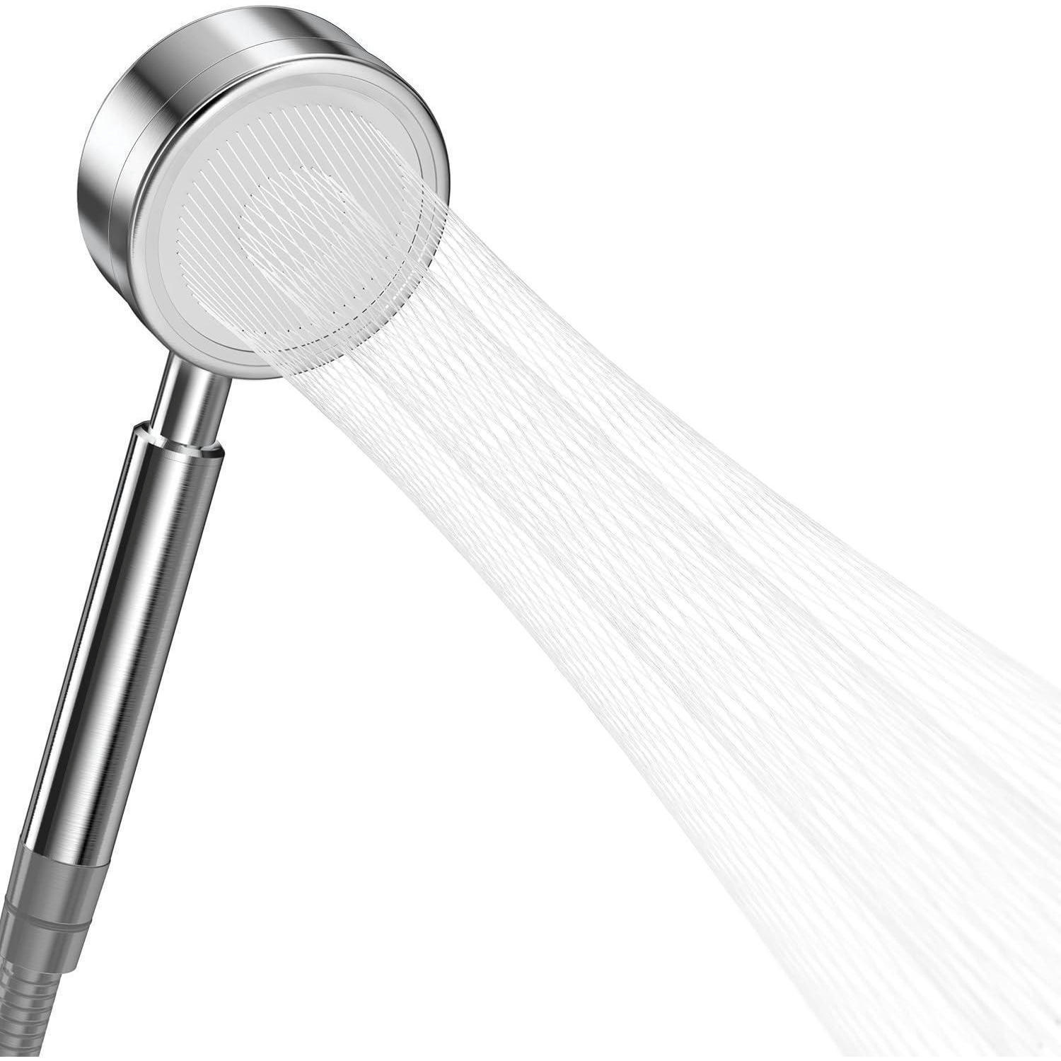HANDBRAUSE Edelstahl Wassersparend mit 310 Düsen - Silberfarben, Metall (8/12.7/22cm)