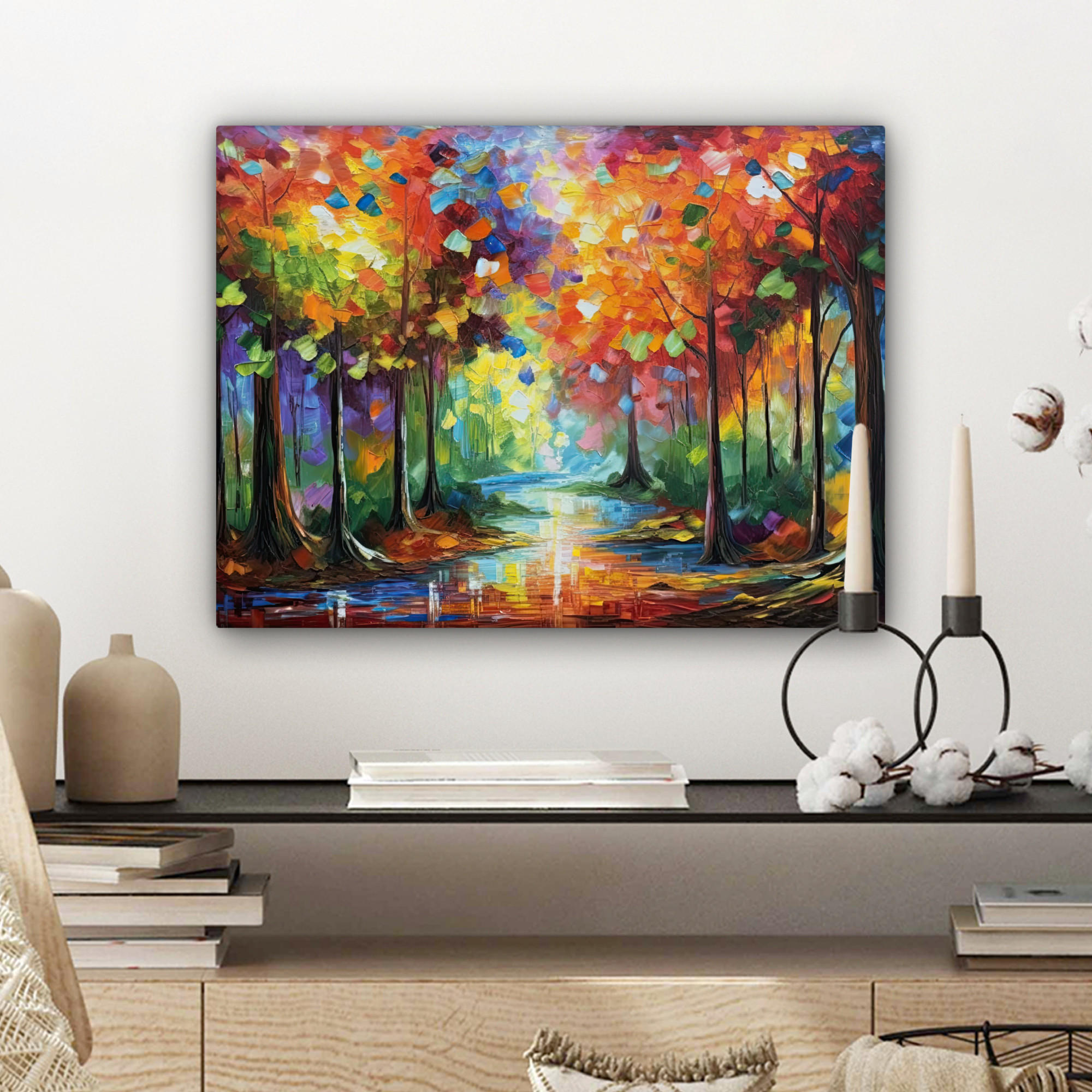 LEINWANDBILD Landschaft - Wald - Farben - Natur 40x30 cm - Multicolor, Textil (40/30cm) - MuchoWow