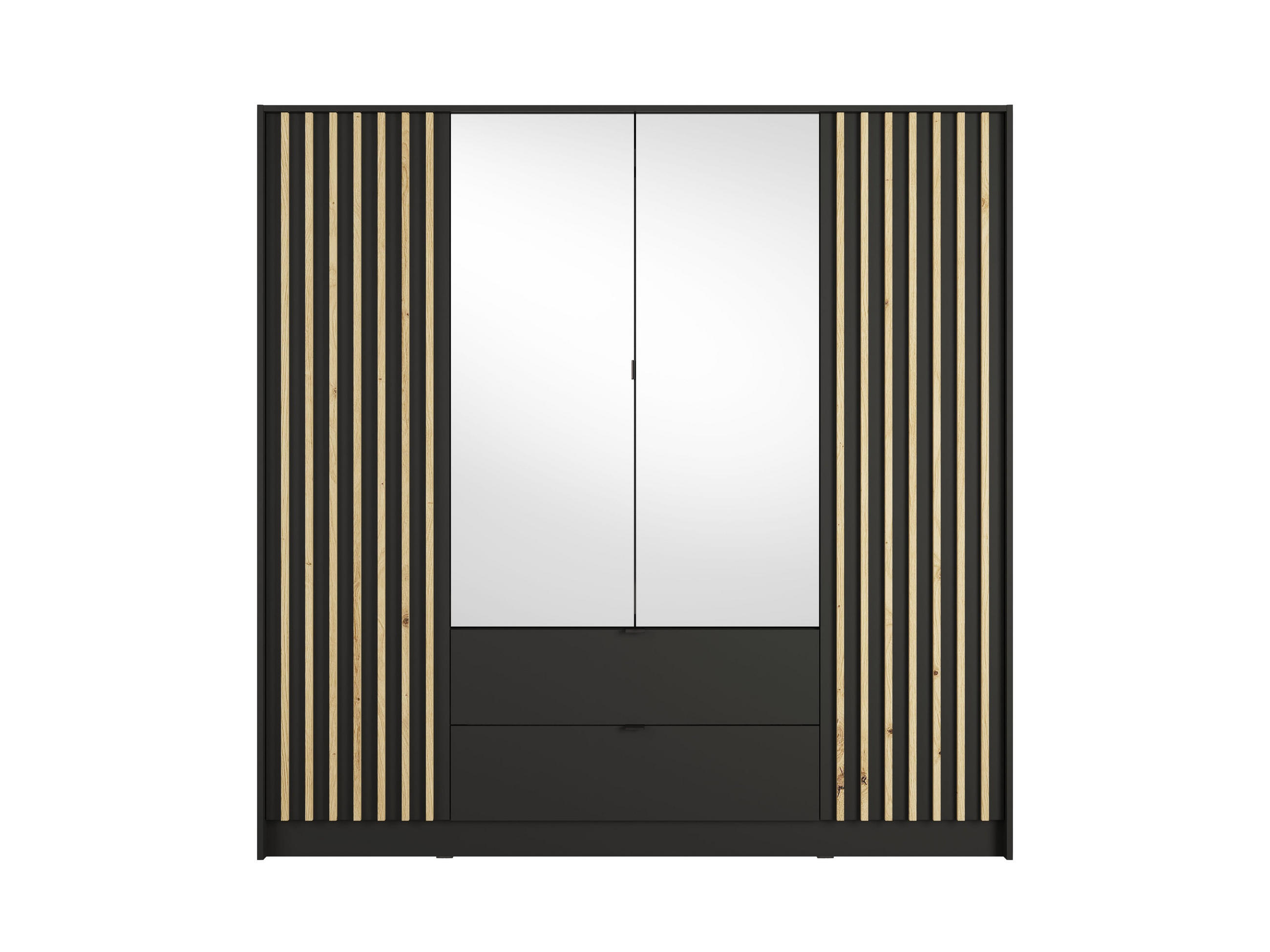 KLEIDERSCHRANK Onyx Schwarz 200/200,5/54,5 - Schwarz, Holzwerkstoff (200/201/55cm) - RAUMHIRSCH FURNITURE