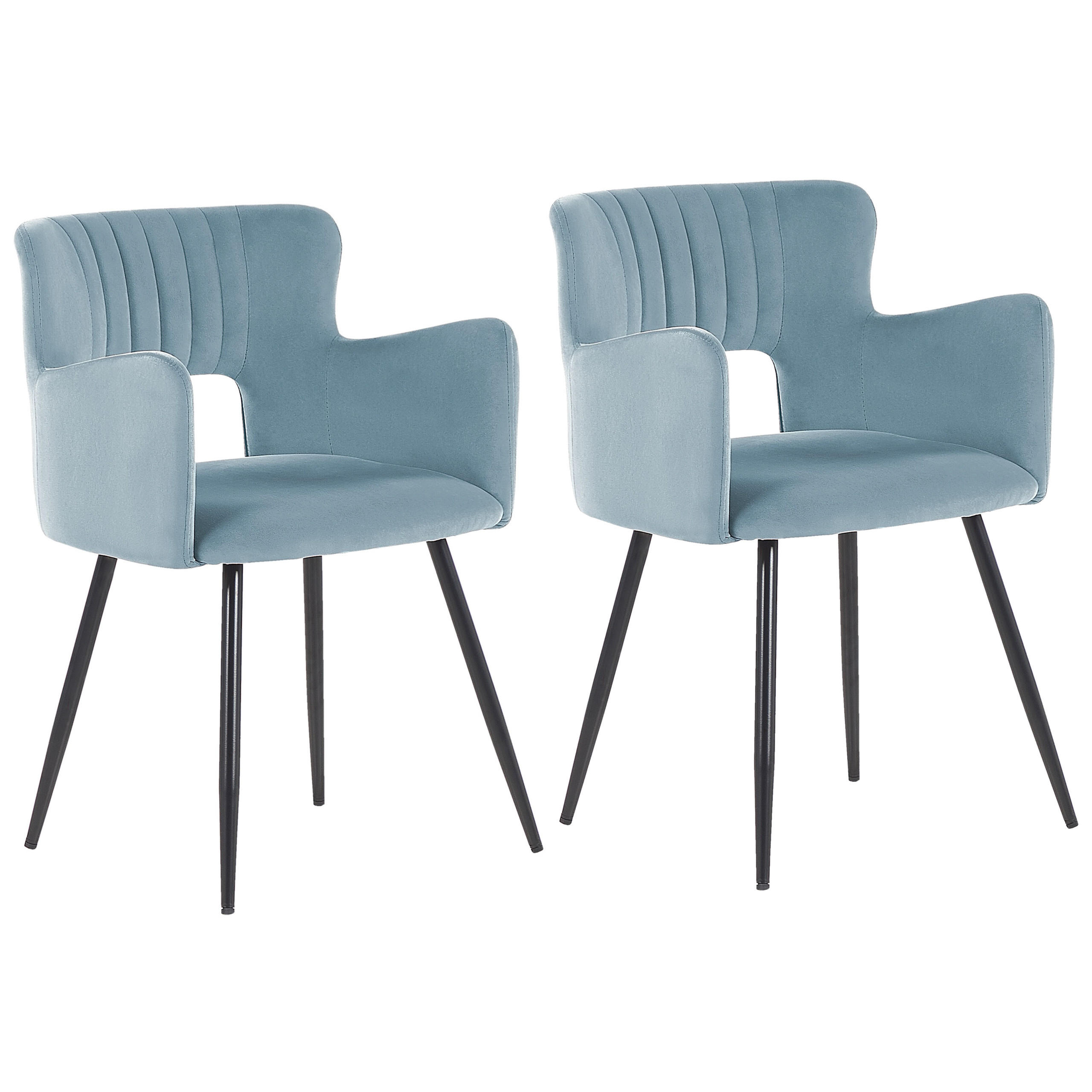 ESSZIMMERSTUHL 2er-Set Samtstoff Blau Sanilac - Hellblau, Textil/Metall (52/75/44cm) - Beliani