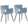 ESSZIMMERSTUHL 2er-Set Samtstoff Blau Sanilac - Hellblau, Textil/Metall (52/75/44cm) - Beliani