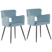 ESSZIMMERSTUHL 2er-Set Samtstoff Blau Sanilac - Hellblau, Textil/Metall (52/75/44cm) - Beliani