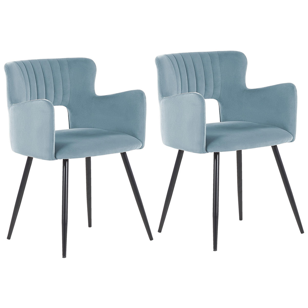 ESSZIMMERSTUHL 2er-Set Samtstoff Blau Sanilac - Hellblau, Textil/Metall (52/75/44cm) - Beliani