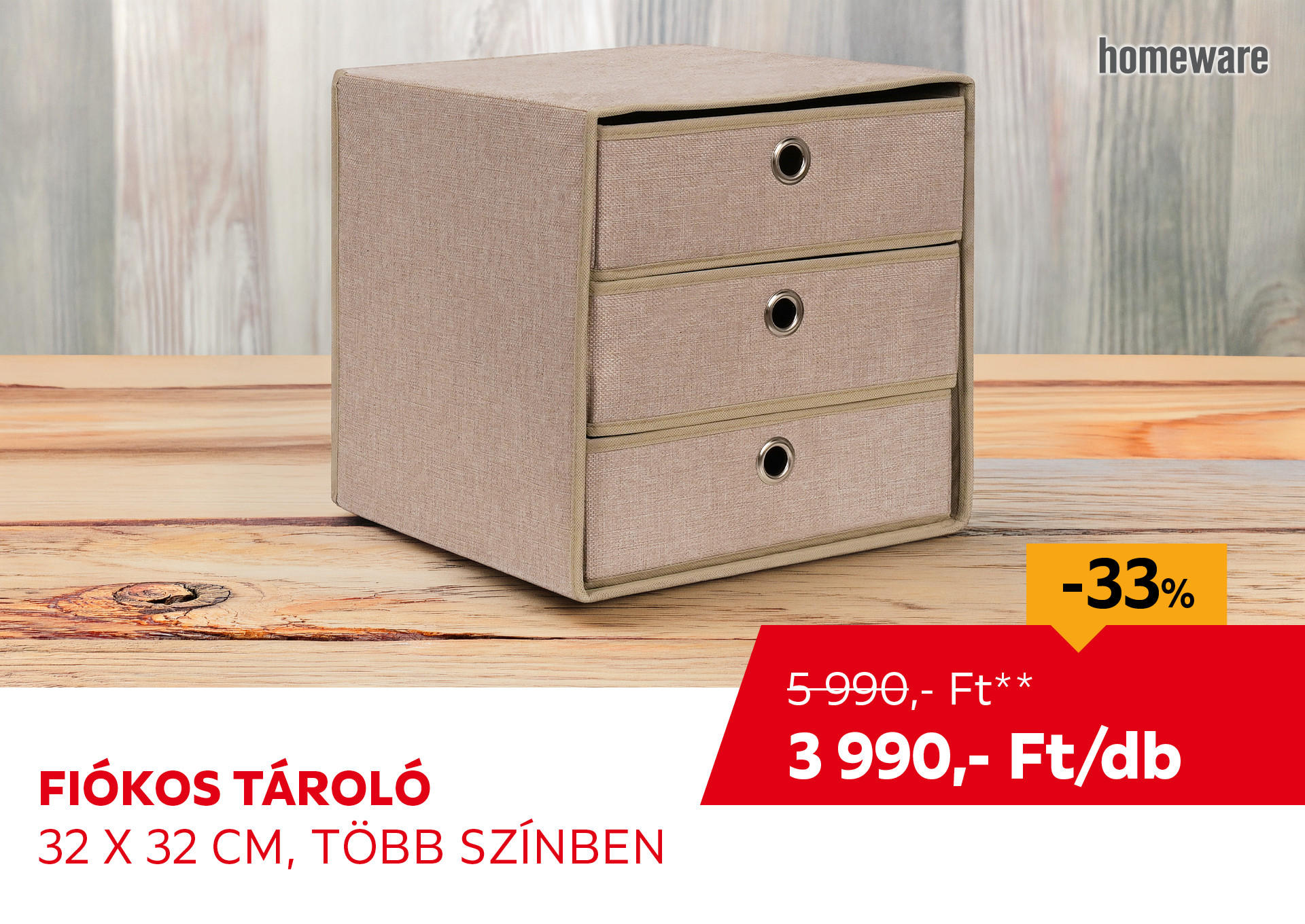 Fiókos tároló, 32 x 32 cm, több színben Kiemelt termék 5990 Ft.- helyett 3990 Ft.-