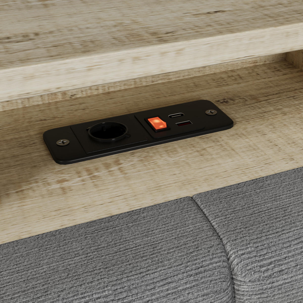 TAGEBETT 90x190cm Dunkelgrau Samt 2 Schubladen USB LED-Licht - Dunkelgrau, Holz (90/190cm) - FLIEKS