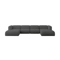 WOHNLANDSCHAFT MIRA-U2 408x179x70 Dunkelgrau Velours - Dunkelgrau/Schwarz, Holzwerkstoff/Kunststoff (408/70/179cm) - ALTDECOR