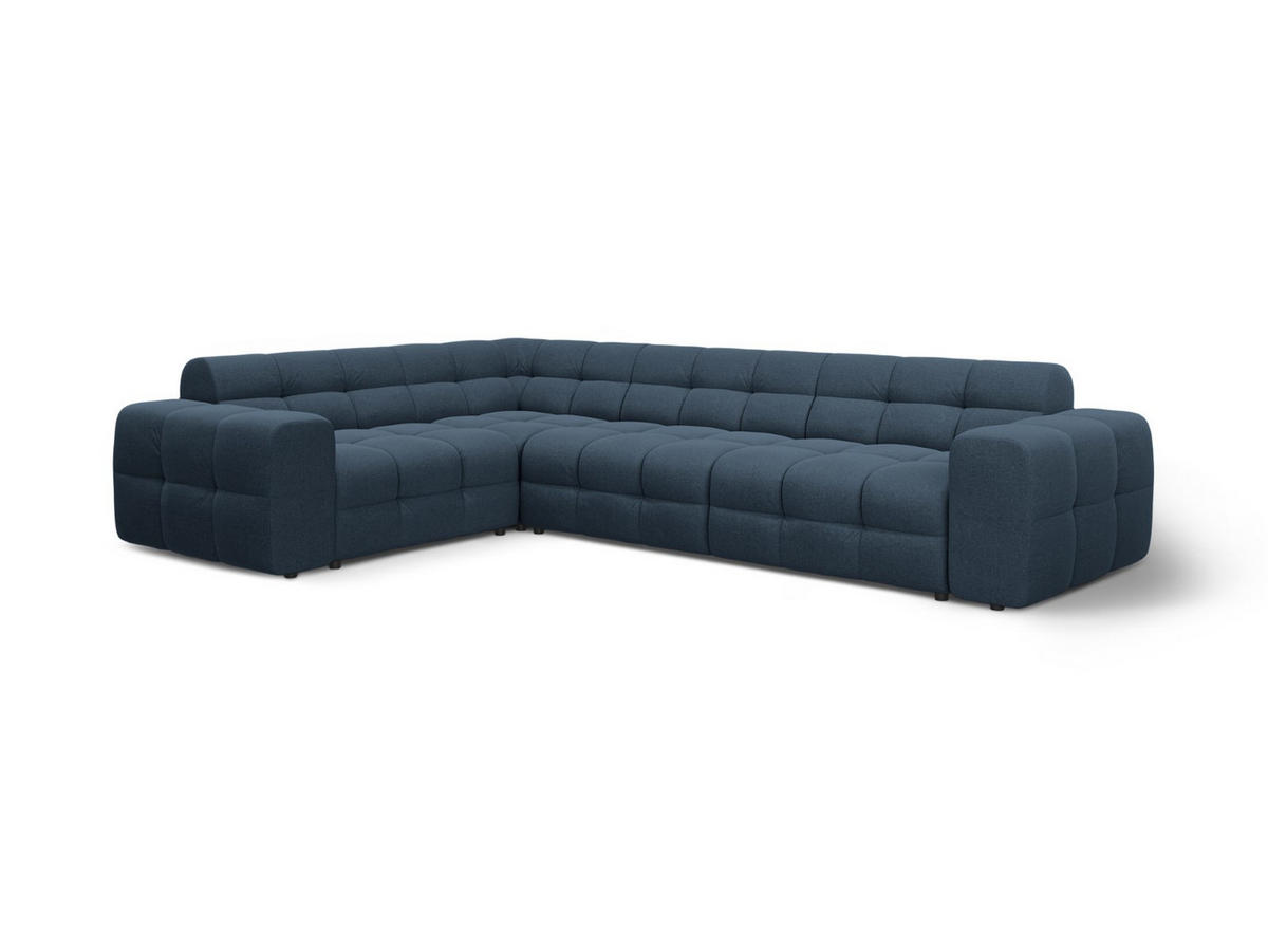 ECKSOFA links Kendal aus strukturiertem Stoff marineblau 6 Sitzplätze - Blau, Textil (231/332cm) - Micadoni