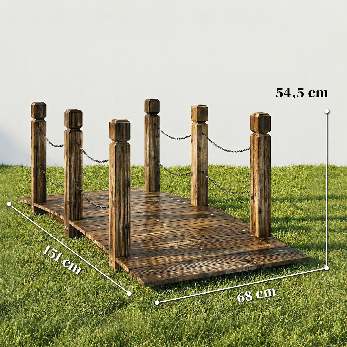GARTENBRÜCKE,HOLZBRÜCKE 1,51m,karbonisiert - Schwarz, Holz (151/68/54.5cm) - Vallsero