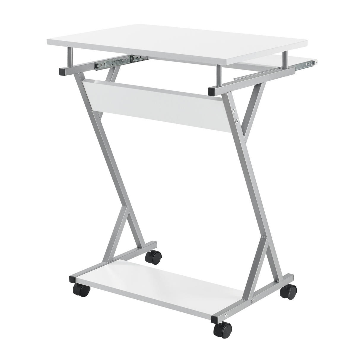 SCHREIBTISCH rollbar - Weiß, Holzwerkstoff/Metall (40/60/75cm) - [en.casa]