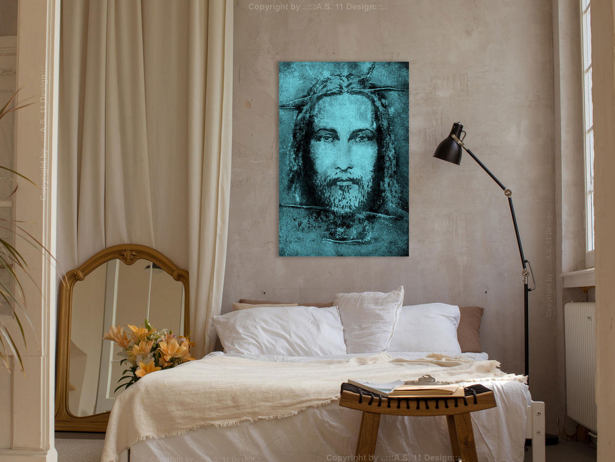 KUNSTDRUCK Schwarz 60/90 cm - Türkis/Schwarz, Textil (60/90cm) - KUNSTLOFT