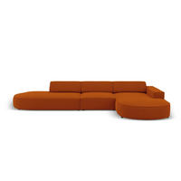 ECKSOFA rechts Jodie aus strukturiertem Stoff terrakotta 4 Sitzplätze - Terra cotta, Textil (166/342cm) - Micadoni