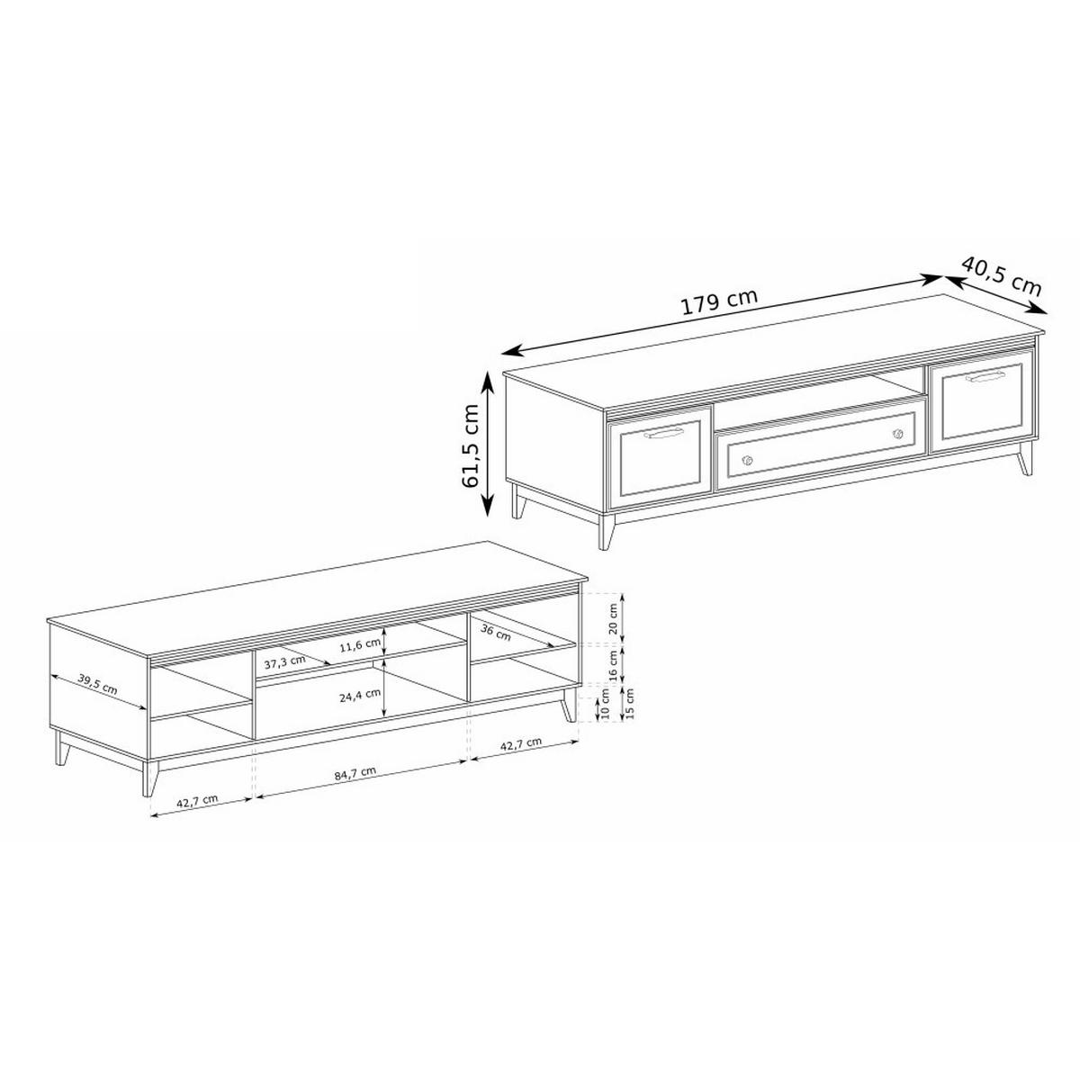 LOWBOARD Charlott mit 1 Schublade und 2 Türen, 180 cm - Kaschmir/Eichefarben, Holz/Holzwerkstoff (179/61.5/40.5cm) - Beautysofa