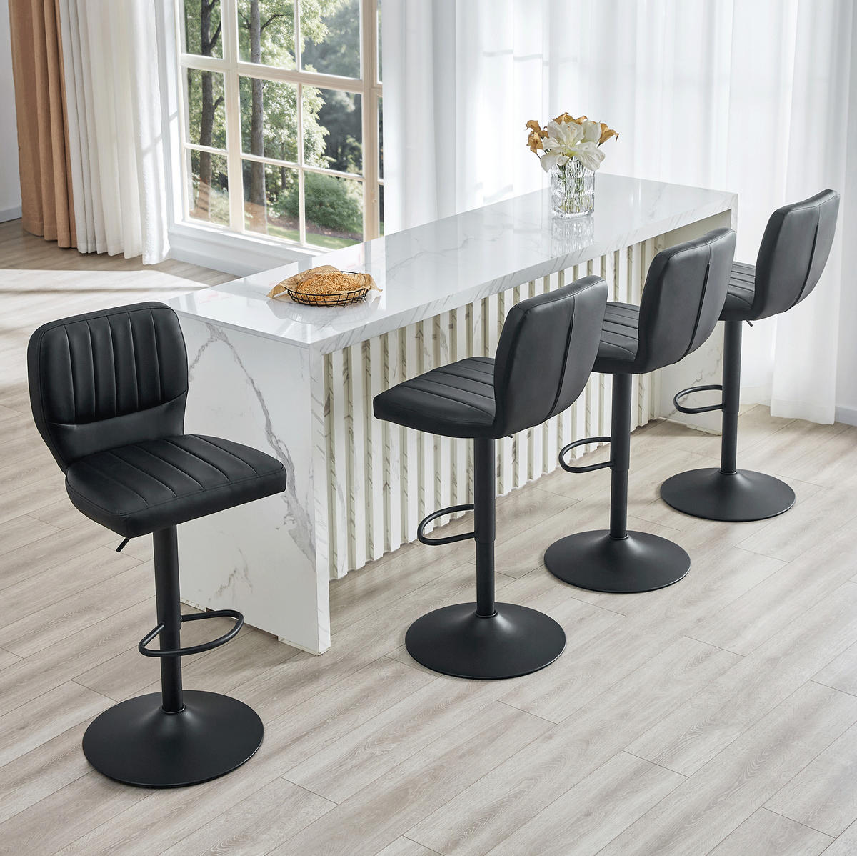 BARHOCKER höhenverstellbar 62-83 cm Schwarz - Schwarz, Metall (45/114/52cm) - Meubliv