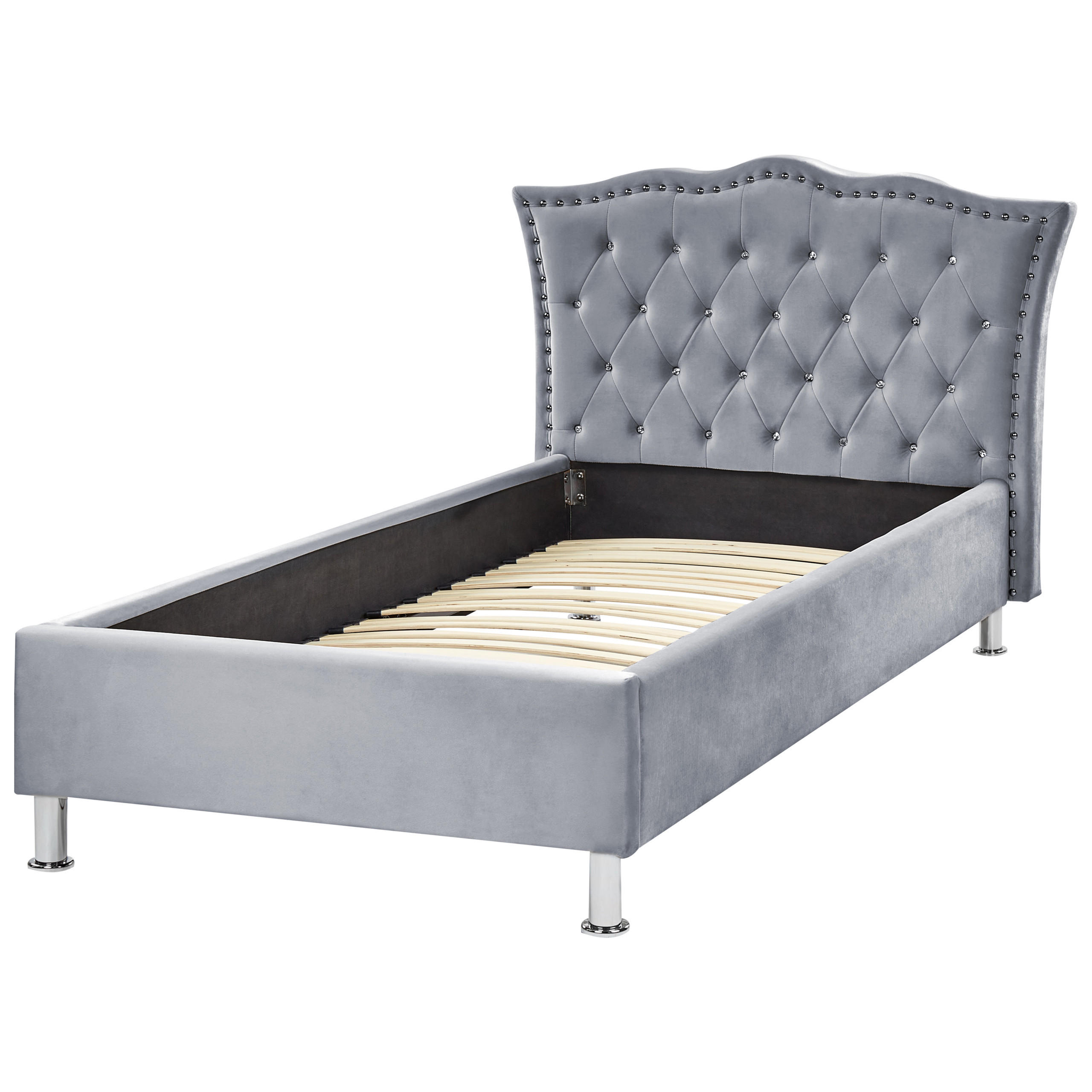 BETT 90/200cm Grau Metz - Grau, Textil (90/200cm) - Beliani