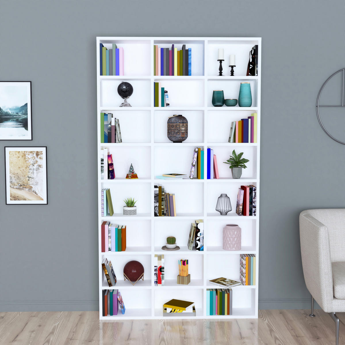 BÜCHERREGAL Askvoll - Weiß, Holzwerkstoff (102/178/16cm) - [en.casa]