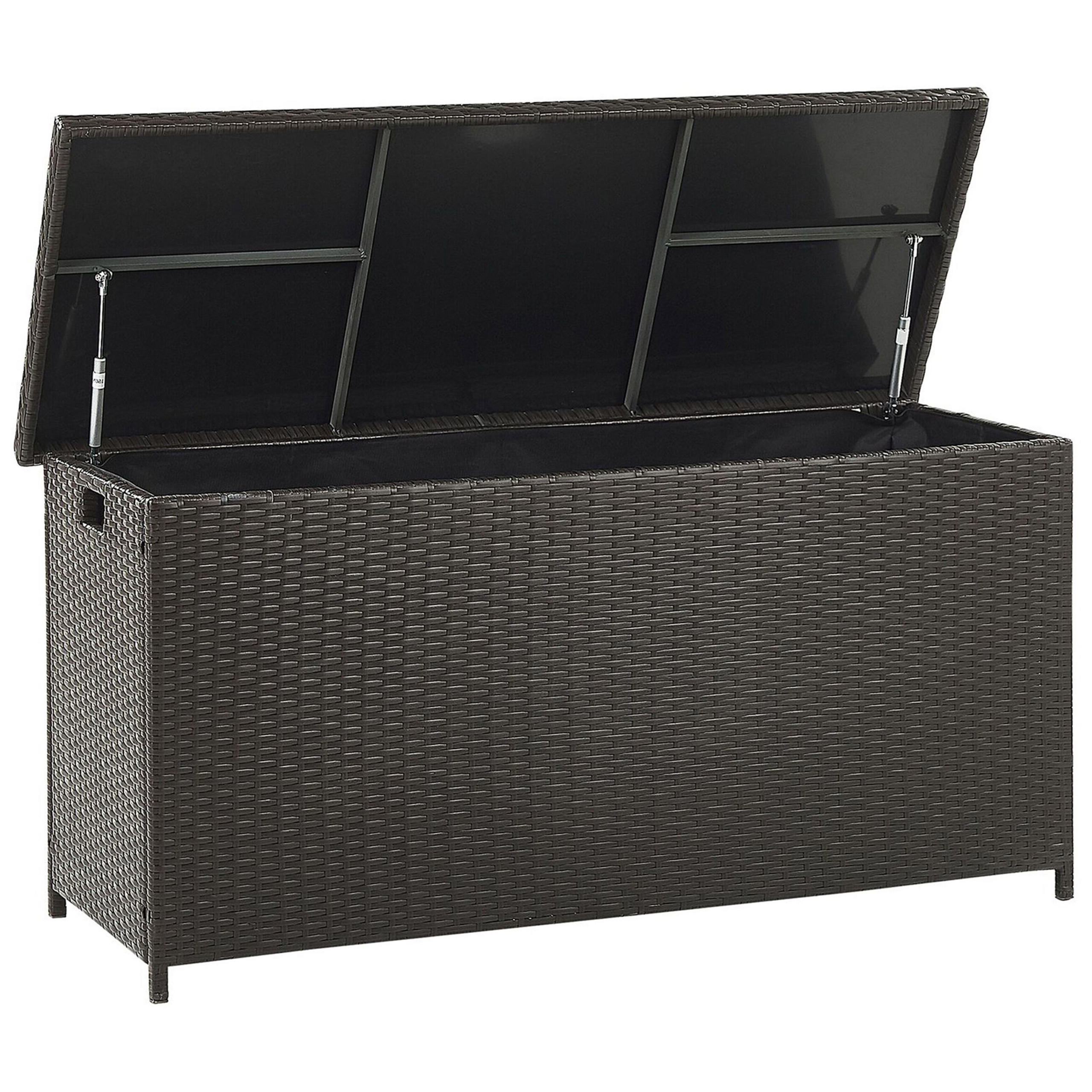 AUFLAGENBOX Rattan braun 126/46 cm Modena - Schwarz/Braun, Kunststoff (126/63/46cm) - Beliani