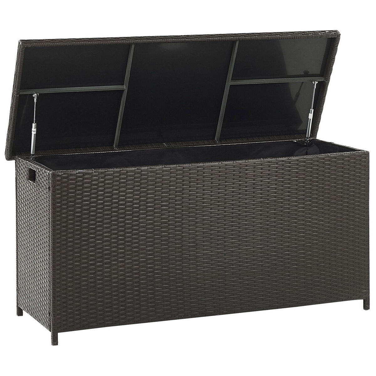 AUFLAGENBOX Rattan braun 126/46 cm Modena - Schwarz/Braun, Kunststoff (126/63/46cm) - Beliani