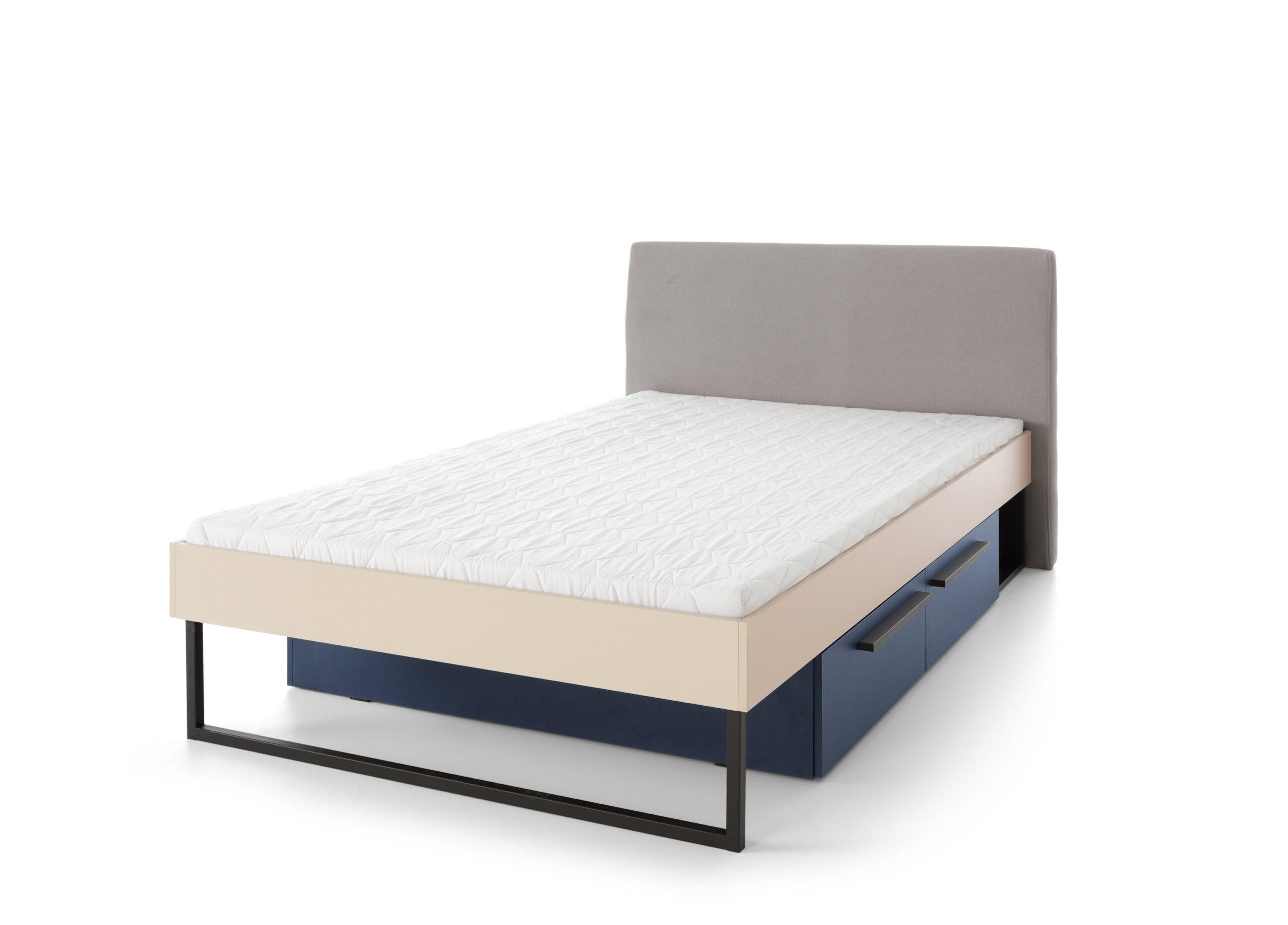 JUGENDBETT Sinus in Beige, Eiche & Marineblau Liegefläche 120 x 200 cm - Braun, Holzwerkstoff